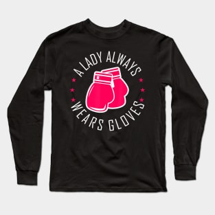 Funny Boxing Pink Gloves T Shirt Women Boxer Gift Long Sleeve T-Shirt